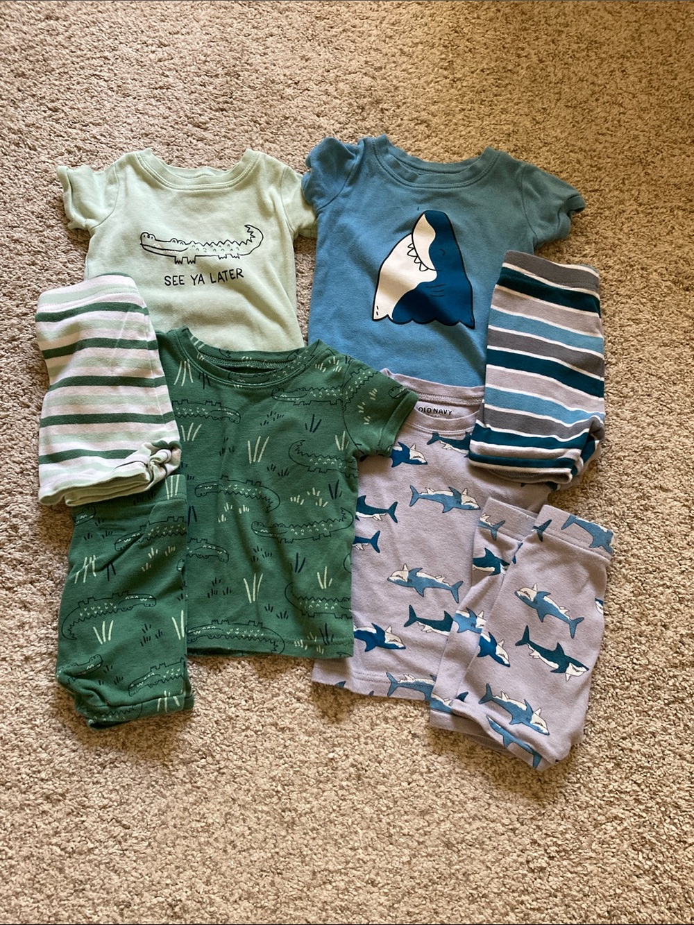12-18 Month Old Navy Boy Pajama Bundle Short Sleeve and Shorts 100% Cotton